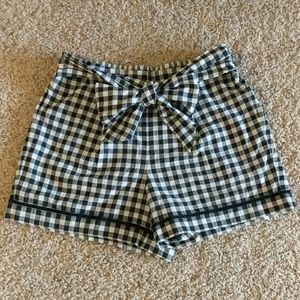 Loft Navy Gingham Bow Shorts